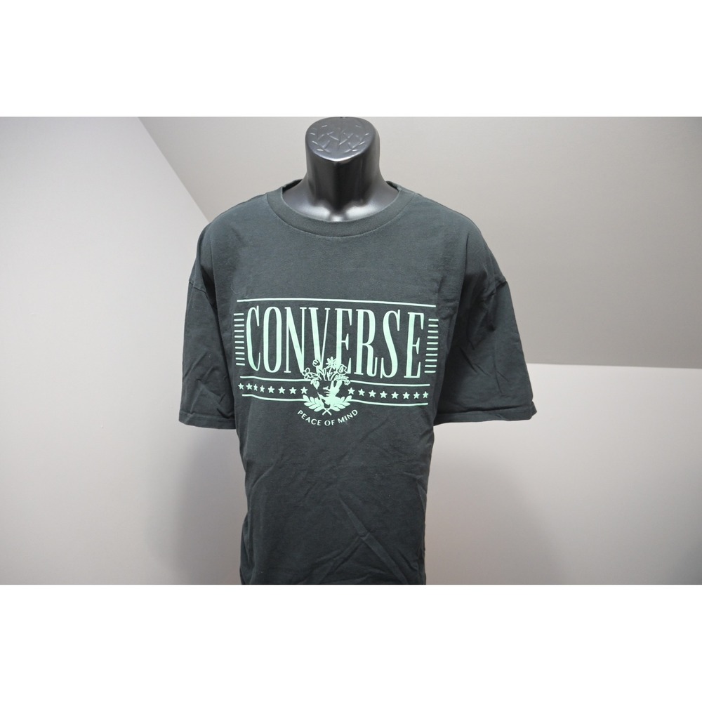 Converse T-Shirt Men XXL Black Excellent Peace of Mind Graphic Tee Short Sleeve